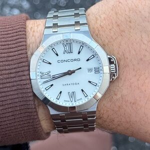 Concord Saratoga 40mm Stainless Steel White Dial Quartz Swiss Made Luxury